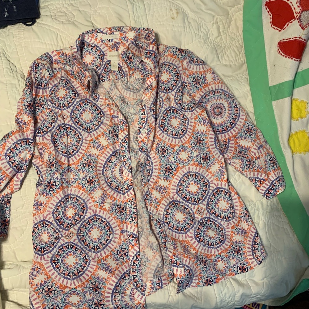 Chico's Multicolor Geometric Blouse